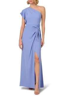 Adrianna Papell Side Tie One-Shoulder Gown