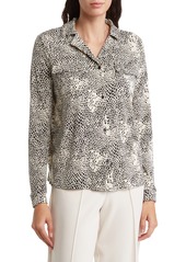 Adrianna Papell Snakeskin Print Long Sleeve Button-Up Shirt in Cream Simple Snakeskin at Nordstrom Rack