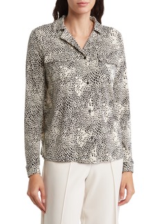Adrianna Papell Snakeskin Print Long Sleeve Button-Up Shirt in Cream Simple Snakeskin at Nordstrom Rack