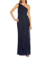 Adrianna Papell Stardust Pleated One Shoulder Gown