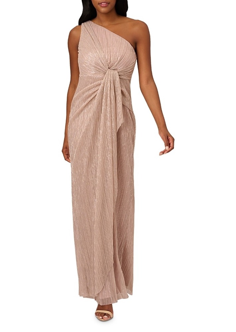 Adrianna Papell Stardust Pleated One Shoulder Gown
