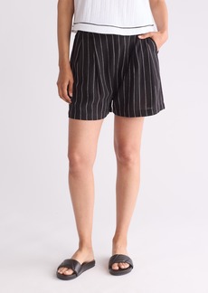 Adrianna Papell Stripe Pleated Shorts in Black White Stripe at Nordstrom Rack
