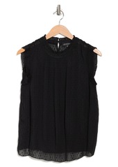 Adrianna Papell Swiss Dot Pleated Sleeveless Blouse in Black at Nordstrom Rack