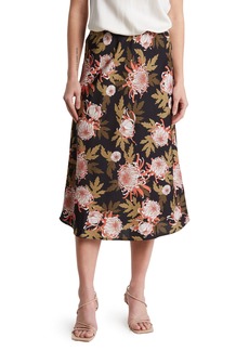 Adrianna Papell Textured Satin Bias Skirt in Olive Green Leafy Floral at Nordstrom Rack