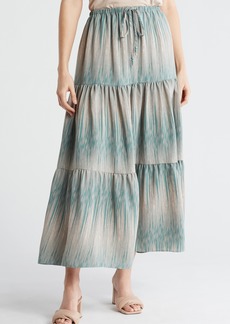Adrianna Papell Tiered Drawstring Maxi Skirt in Pebble/Aqua Vertical at Nordstrom Rack