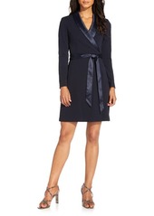 Adrianna Papell Tux Long Sleeve Crepe Faux Wrap Dress