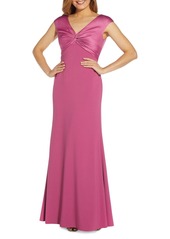 Adrianna Papell Twist Front Satin Gown