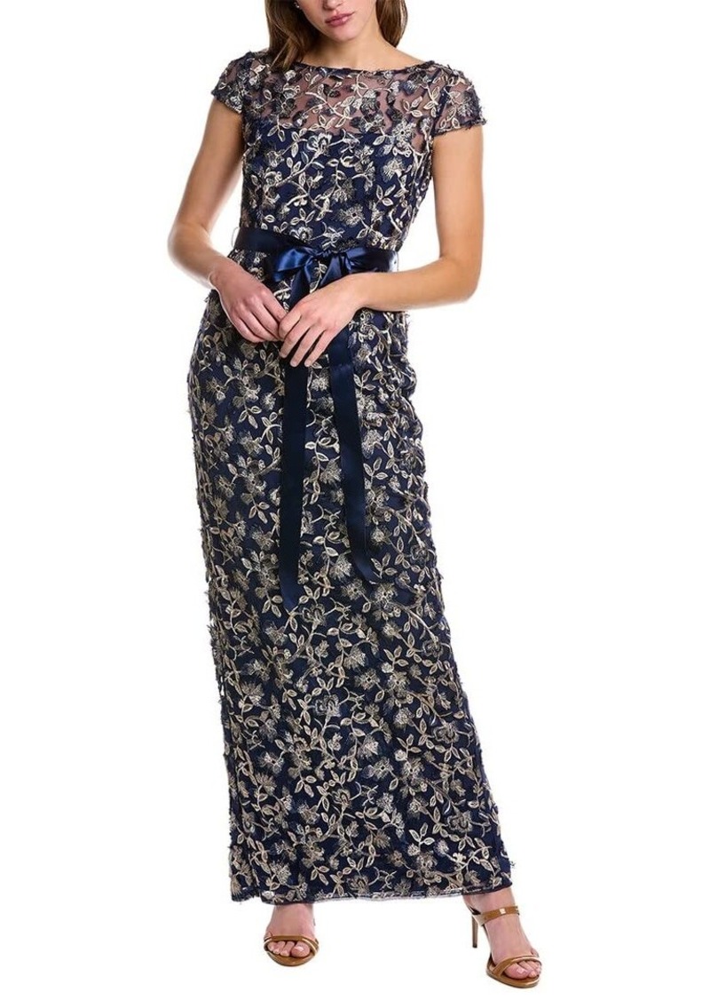 Adrianna Papell Women's 3D Embroidered Column Gown