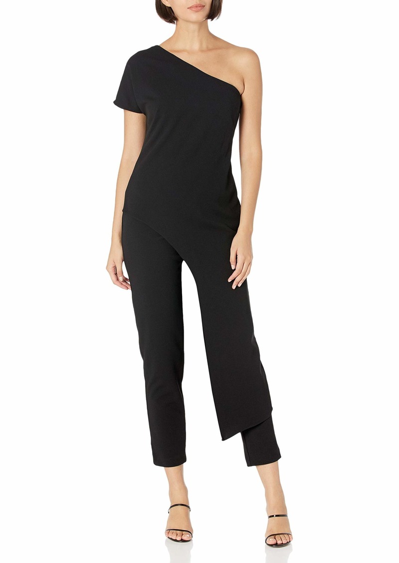 Adrianna Papell Women's Assymetrical Crepe Jumpsuit BLACK