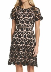 Adrianna Papell Women's Ava Lace Trmmed A-lne Dress