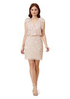 Adrianna Papell Women's Beaded Blouson Bow Dress