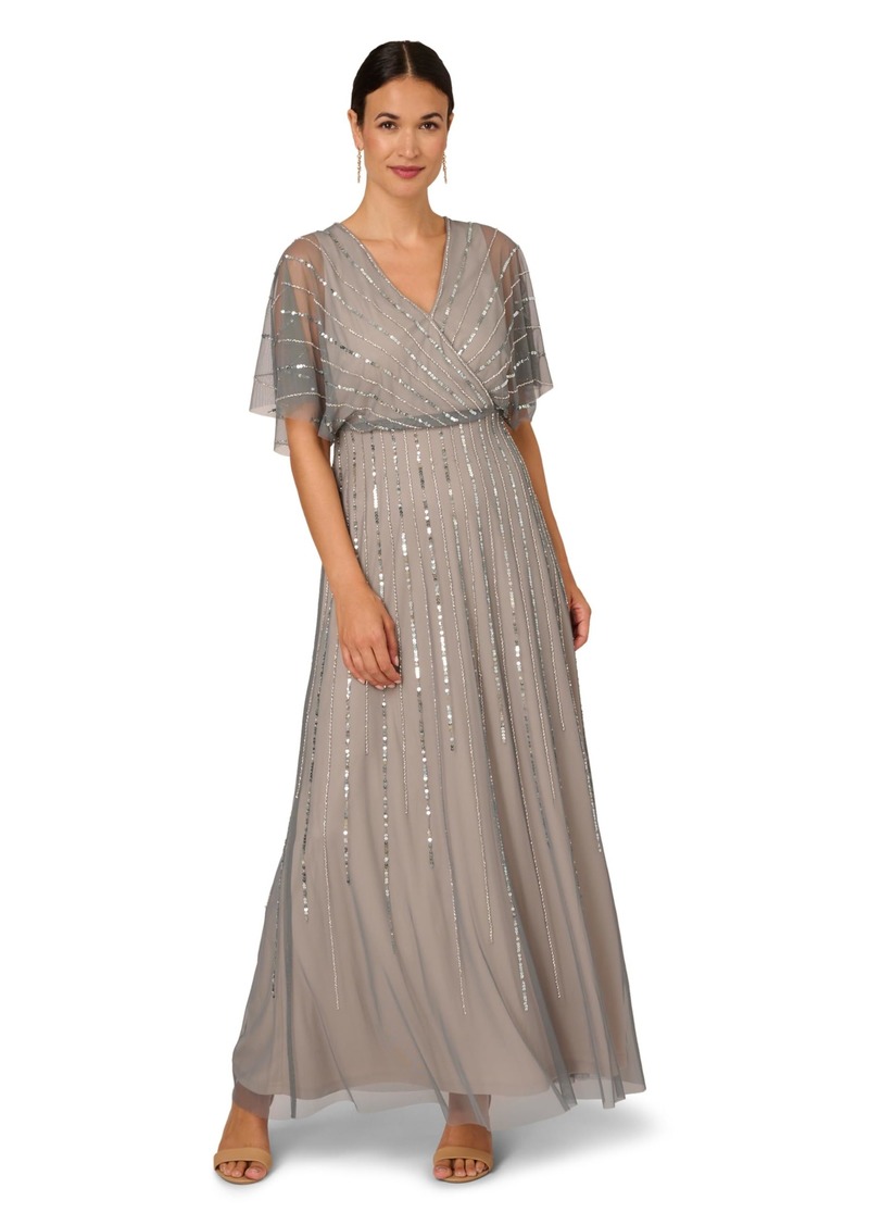 Adrianna Papell Women's Beaded Blouson Gown