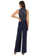 Adrianna Papell Women's Beaded Blouson Wide-Leg Jumpsuit - Light Navy