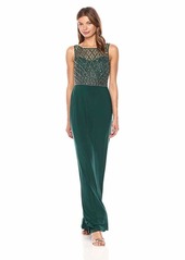 Adrianna Papell Women's Beaded Bodice Gown with Solid Skirt