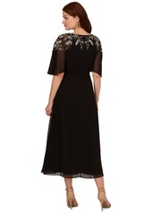 Adrianna Papell Women's Beaded Chiffon Dolman-Sleeve Dress - Black