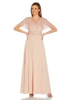 Adrianna Papell Women's Beaded Chiffon Gown