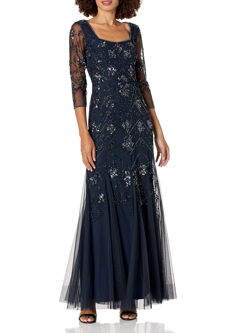 Adrianna Papell Women's Beaded Covered Gown
