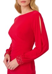 Adrianna Papell Women's Beaded-Cuff V-Back Dress - Hot Ruby