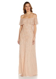 Adrianna Papell Women's Beaded Flounce TOP Gown