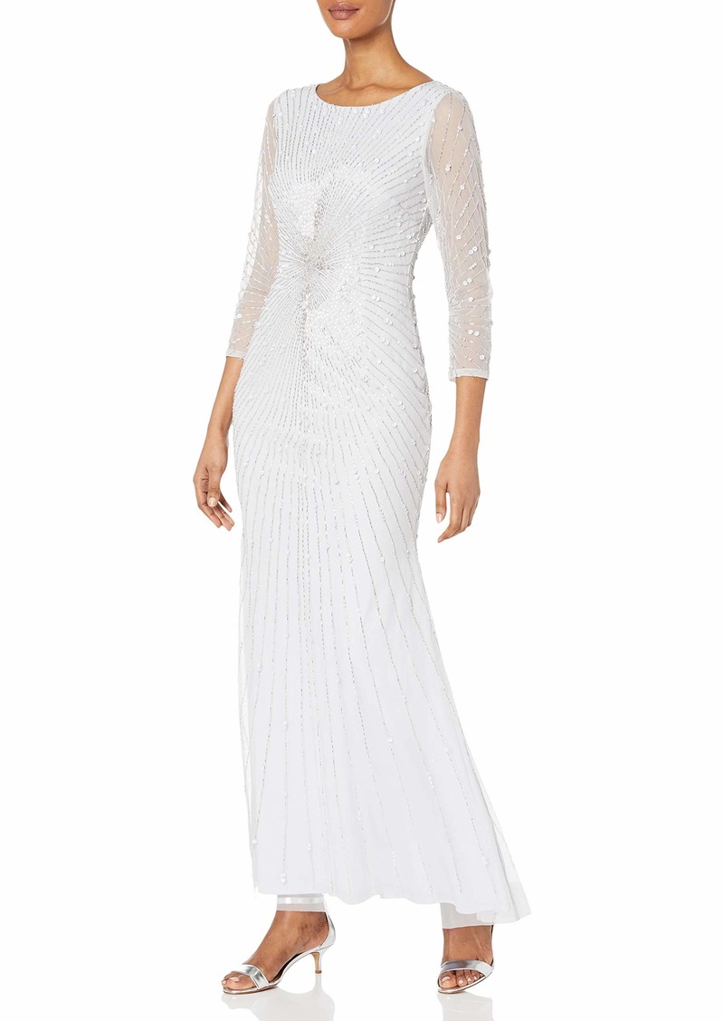 Adrianna Papell Women's Beaded Gown with Sleeves