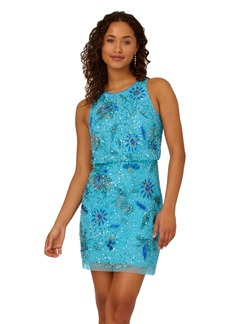 Adrianna Papell Women's Beaded Halter Mini Dress