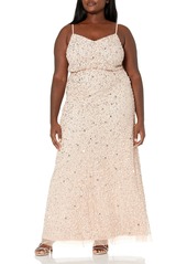 Adrianna Papell Women's Beaded Long Dress with Blouson