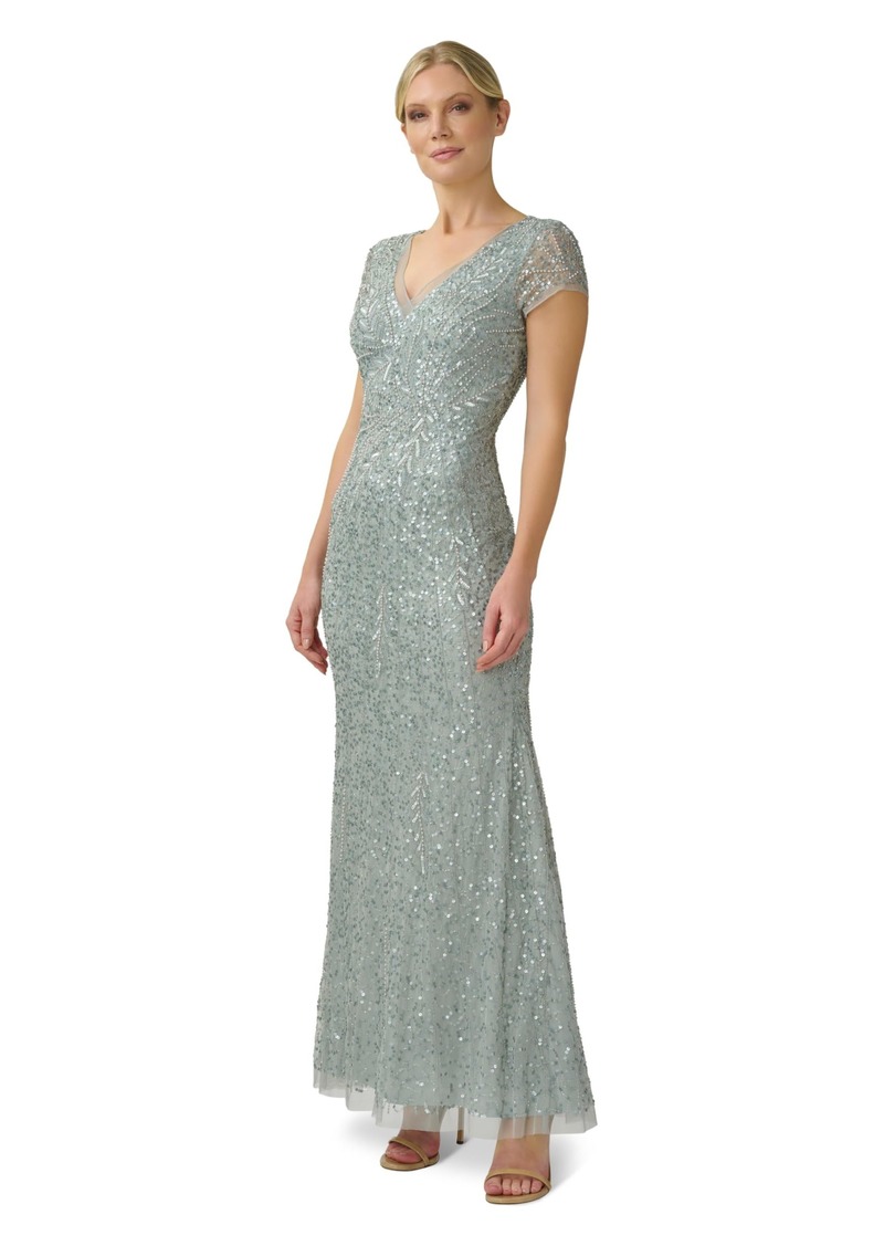 Adrianna Papell Women's Beaded Mermaid Gown