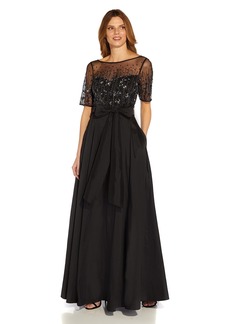 Adrianna Papell Women's Beaded MESH and Taffeta Gown