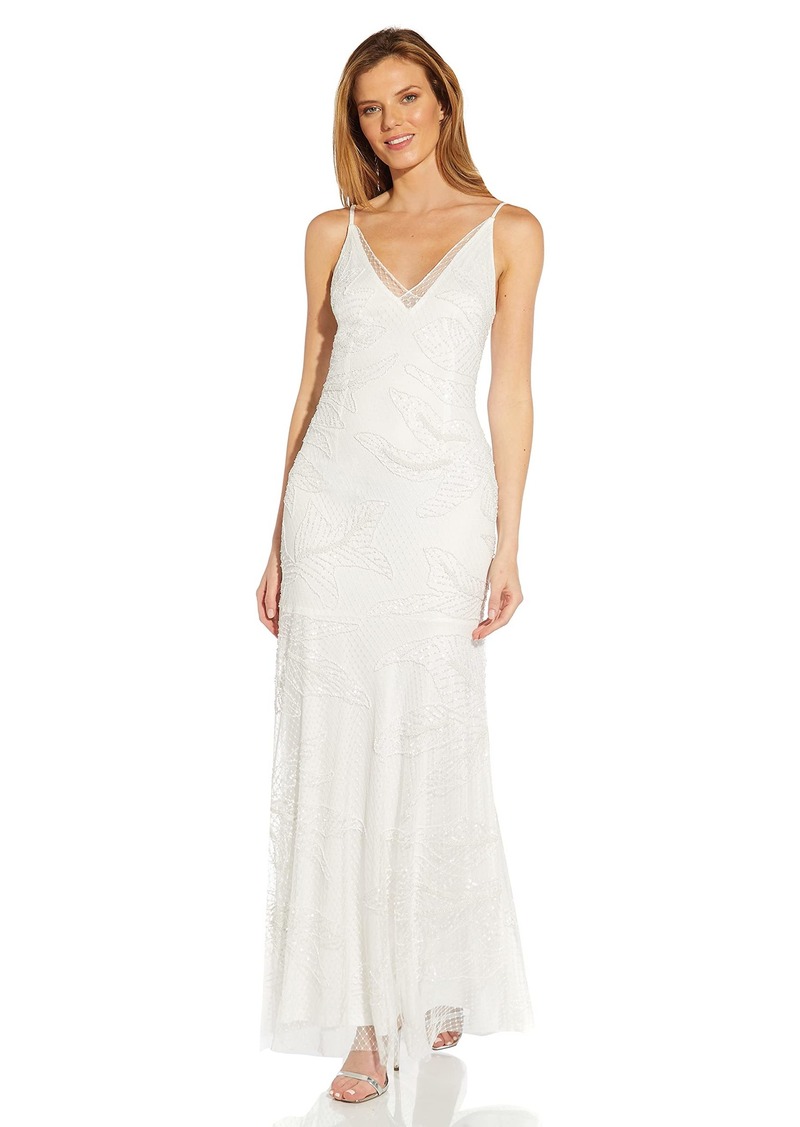 Adrianna Papell Women's Beaded Mesh Gown