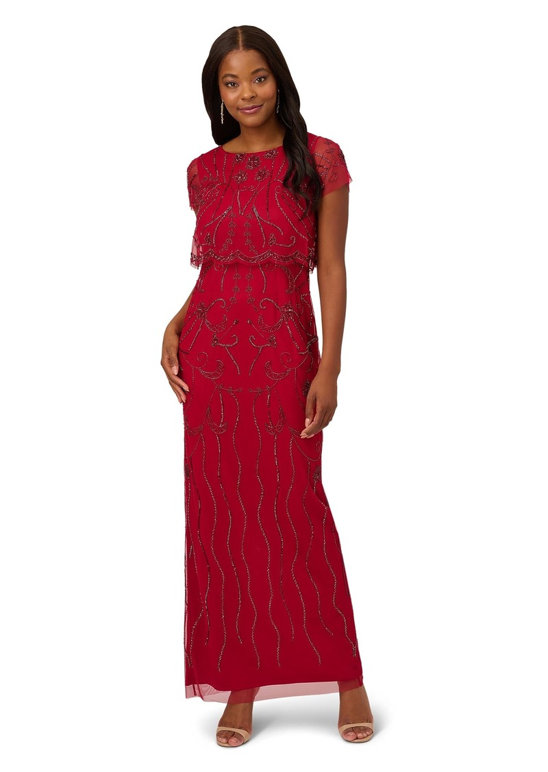 Adrianna Papell Women's Beaded Mesh Gown