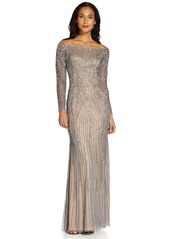 Adrianna Papell Women's Beaded Off Shoulder Gown