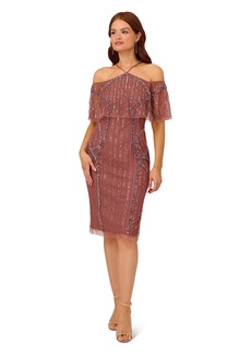 Adrianna Papell Women's Beaded Off The Shoulder Dress