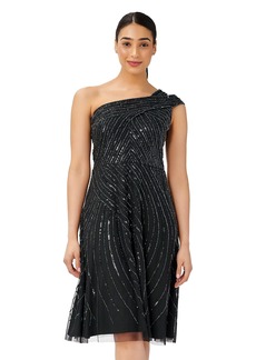 Adrianna Papell Women's Beaded ONE Shoulder Dress