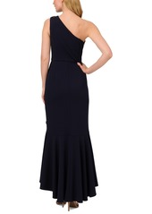 Adrianna Papell Women's Beaded One-Shoulder Gown - Hunter