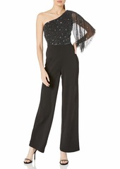 Adrianna Papell Women's Beaded One Shoulder Jumpsuit