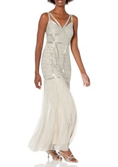 Adrianna Papell Women's Beaded Sleeveless Mermaid Long Dress
