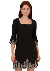 Adrianna Papell Women's Beaded Square-Neck A-Line Dress - Black