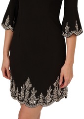 Adrianna Papell Women's Beaded Square-Neck A-Line Dress - Black