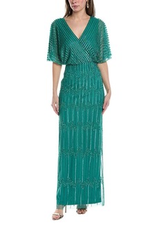Adrianna Papell Women's Beaded Surplice Gown