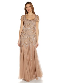 Adrianna Papell Women's Beaded Sweetheart Godet Gown