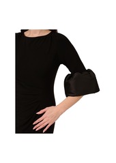 Adrianna Papell Women's Bell-Cuff Draped Jersey Dress - Black
