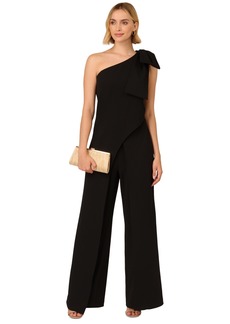 Adrianna Papell Women's Bow-Trim One-Shoulder Jumpsuit - Black