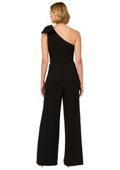 Adrianna Papell Women's Bow-Trim One-Shoulder Jumpsuit - Black