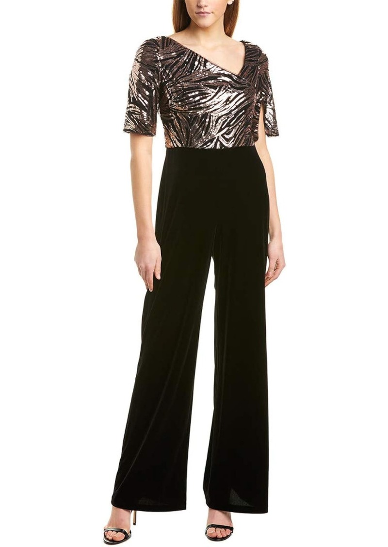 Adrianna Papell Women's Combo Sequin Jumpsuit Pants black/ROSEGOLD