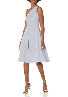 Adrianna Papell Women's Cotton Stripe ONE Shoulder Dress