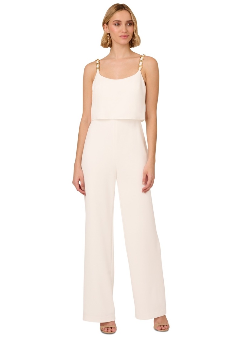 Adrianna Papell Women's Crepe Chain-Strap Jumpsuit - Ivory