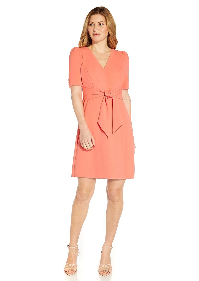 Adrianna Papell Women's Crepe TIE Front WRAP Dress