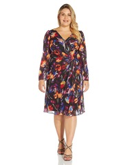 Adrianna Papell Women's Draped Floral Chiffon Dress