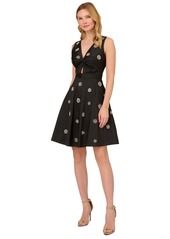 Adrianna Papell Women's Embellished Fit & Flare Dress - Black