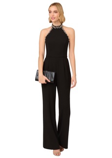 Adrianna Papell Women's Embellished Wide-Leg Jumpsuit - Black